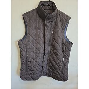 Tailorbyrd Collection Quilted Vest Brown Lined Men's L Full Zip Snap Handsome
